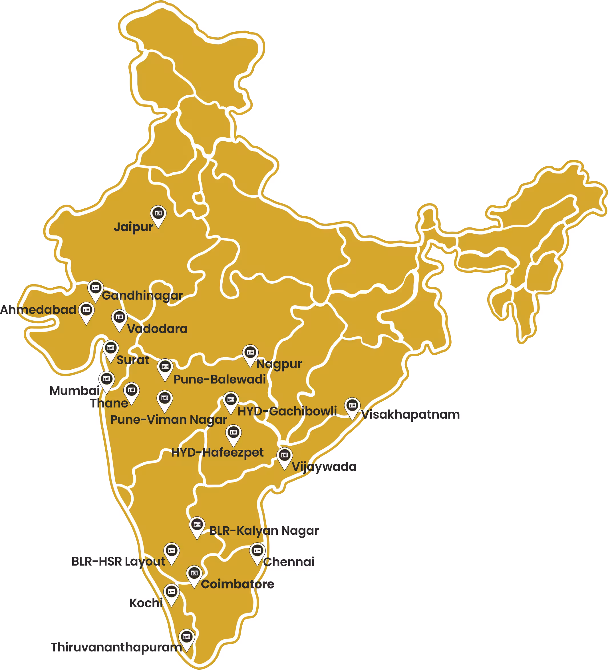 Frootle India Experience Stores Map